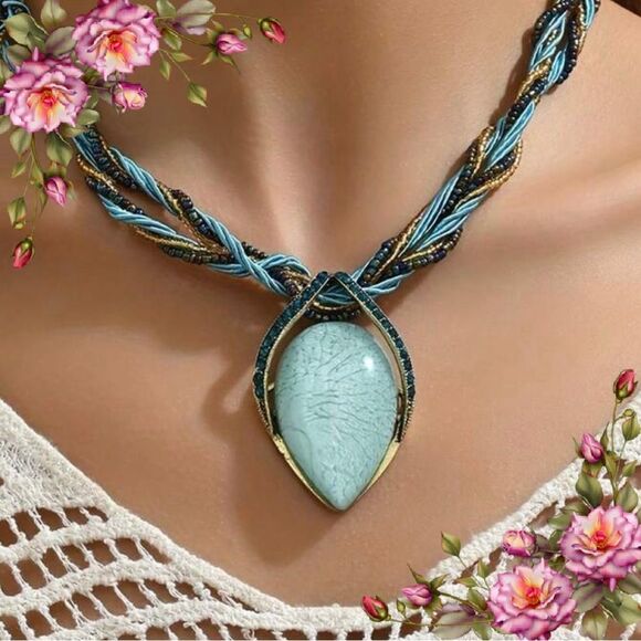 Bohemian Style Vintage Cat's Eye Stone Necklace - Picture 1 of 10